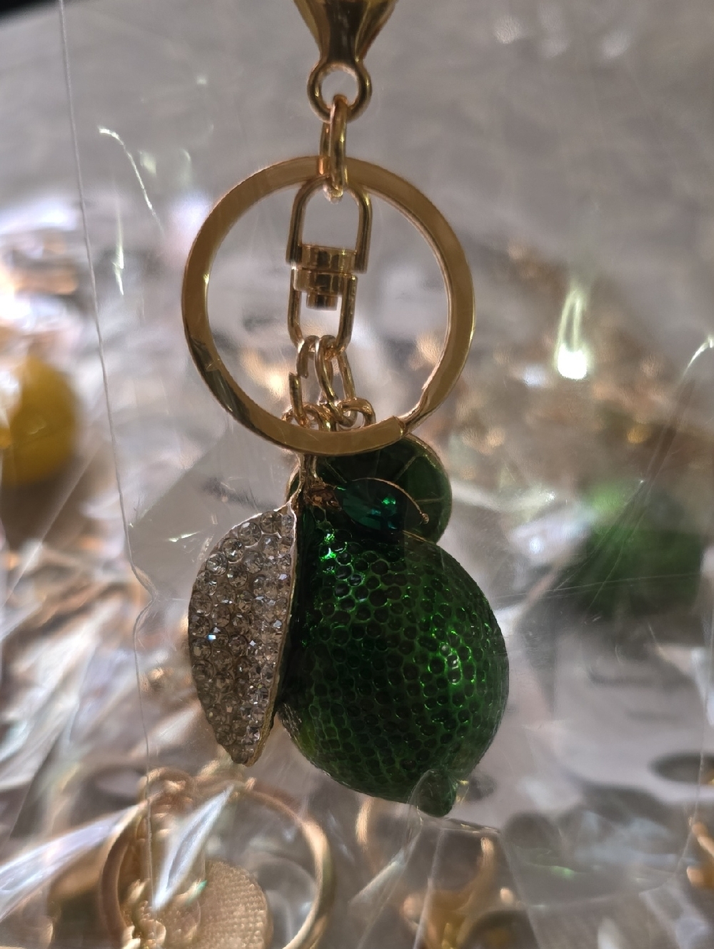 Fashion Jewelry Gold-Tone Crystal Charm Keychain with Multicolor Gem Accents - Picture 7 of 16